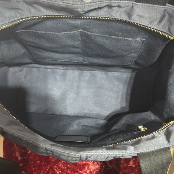 Coach navy blue ruching zip top Court Tote with front blue leather pocket - Picture 11 of 11